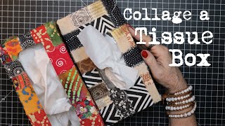 Decoupage a Tissue Box (Junk Journal Style) | Refillable Tissue Box Collage Tutorial - Part One