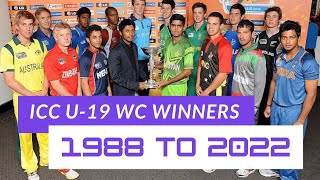 ICC U-19 Cricket Men World Cup Winners and Runners || 1988-2022