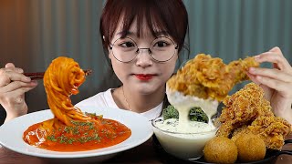 ASMR ROSE PASTA \u0026 FRIED CHICKEN🍝🍗 | COOKING \u0026 MUKBANG | EATING SOUNDS