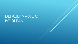 default value of boolean