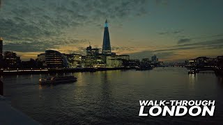 LONDON Walk 🇬🇧 - Crossing the Tower Bridge during magic hour 🌉🌇 and the Shard's 💎✨ lights