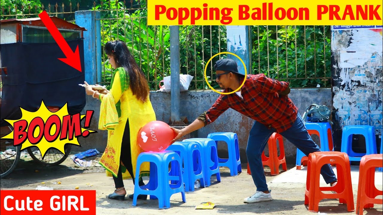 Update Balloon Blast Prank On Cute Girl 2024 Popping Balloon Prank