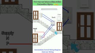 Two way and Intermediate switch Connection | Intermediate Switch Wiring Diagram | Staircase Wiring 😱