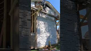 Stone Veneer With NO MORTAR! #shorts #building