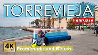 Torrevieja - Promenade and Beach, February 22, 2025 - Spain | Costa Blanca - Walking tour [4k 60fps]