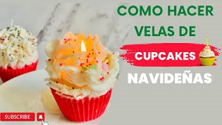 Cómo hacer velas de Cupcakes |Haz velas de Cupcake Navideñas |Velas de cera de soja |Cupcake candles