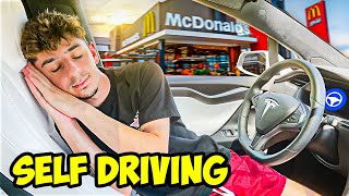 Letting My Tesla DECIDE What I EAT For 24 Hours! (SELF-DRIVE)