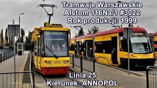 Tramwaje Warszawskie - Linia 25, Alstom 116Na/1 #3022