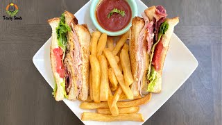 Classic Turkey Club Sandwich Recipe | Quick and Easy Evening Snack | Tasty Foods | #shorts