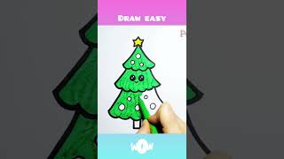 Christmas Tree Drawing Step By Step Simple | Christmas Drawing #shorts #christmas #drawing
