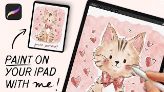 💖 How to paint a cute watercolor cat in PROCREATE using digital brushes (guided tutorial!)