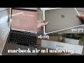 MACBOOK AIR M1 UNBOXING SPACE GREY *aesthetic* | + must have accessories and set up!