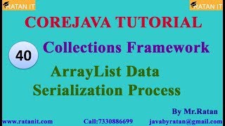 Core java || Collections Framework || video-40 || ArrayList Data Serialization || By Ratan sir