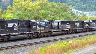 Retired ex-CR SD60 NS 6713, SD60M 6763, and SD60I 6759 on a Westbound in Sewickley, PA - 9/24/2019