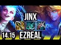 JINX & Nautilus vs EZREAL & Leona (ADC) | 71% winrate, Legendary, 15/4/9 | BR Master | 14.15