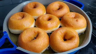 How To Make PERFECT SHAPED SOFT DOUGHNUTS. No Donut Cutter! No Mixer! No Bread flour.