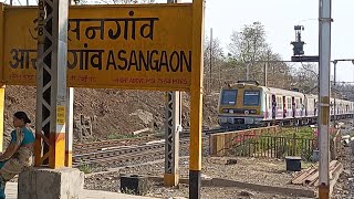 Arrival of Down Local train at Asangaon station..