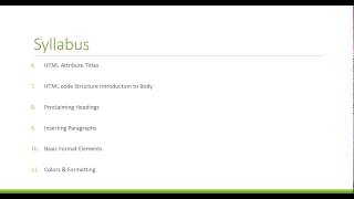 html and css tutorial for beginners :HTML Training Syllabus video 1 of 27