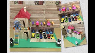 DIY - Building a Popsicle Stick House with Helicopter Landing and Car Garage