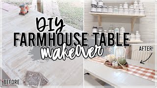 NEW! DIY FARMHOUSE KITCHEN TABLE MAKEOVER | QUICK, EASY PROJECT ON A BUDGET