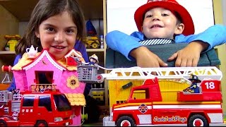 Fire Trucks for Children! Playmobil Fire Engine Toy UNBOXING | JackJackPlays