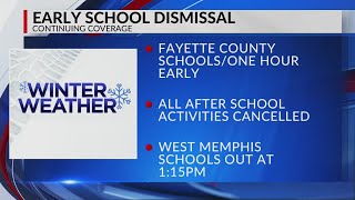 Fayette County, West Memphis to dismiss schools early Tuesday