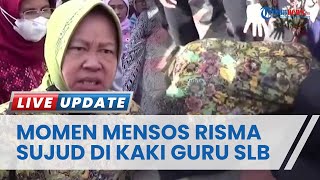 Detik-detik Mensos Risma Sujud di Kaki Guru SLB Bandung seusai Berikan Bansos di Balai Wyataguna