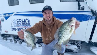 Ice Fishing HUGE CRAPPIES In A SNOBEAR!