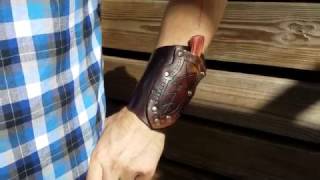Leather Wrist Cuff Sheath with Knife by thepxsmith