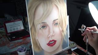 Airbrush blonde girl portrait