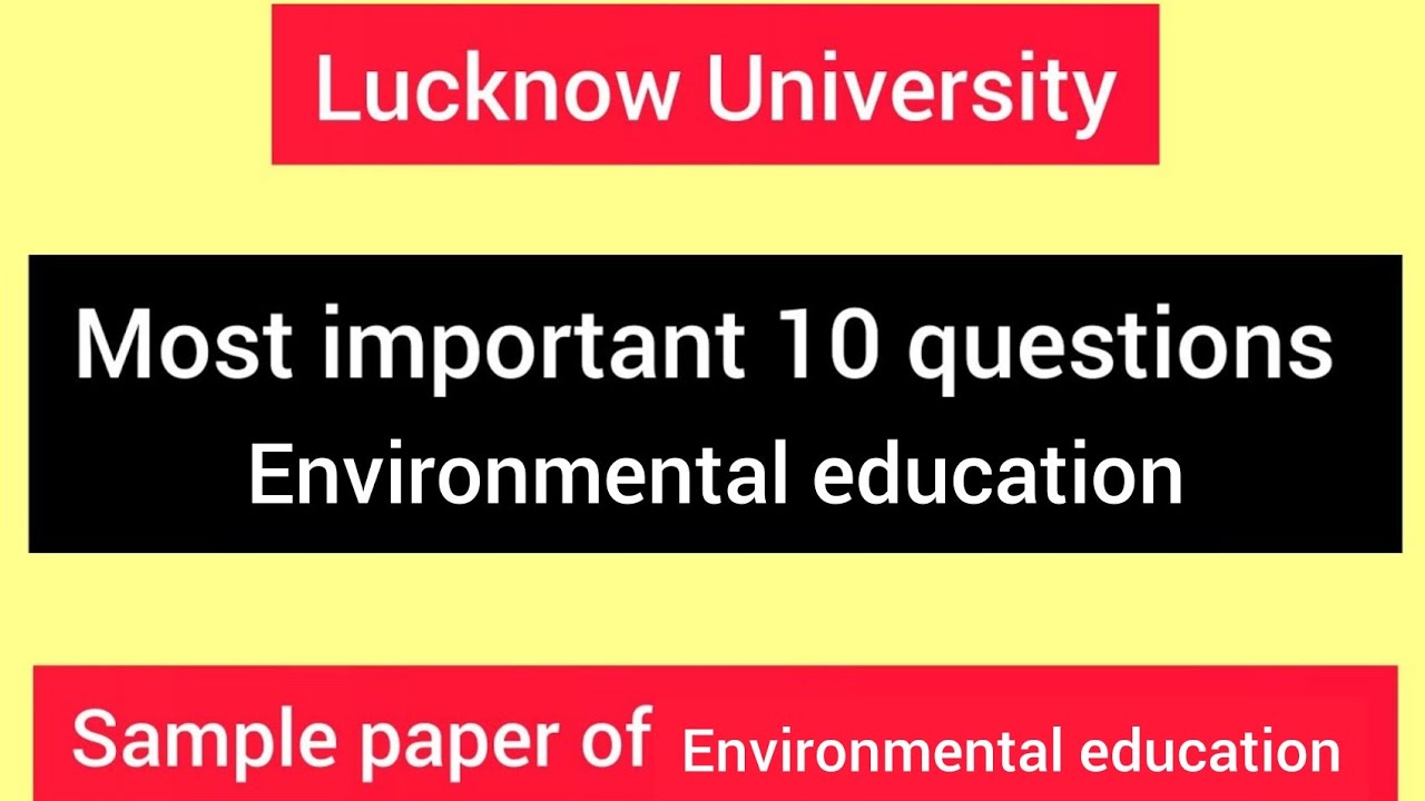 10 Most Important Questions Of Environmental Education || B.ed 2nd Sem ...