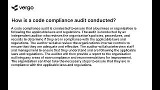 Conducting a Code Compliance Audit