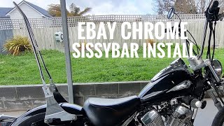 VL250 Bobber #7 | 80cm Chrome eBay Sissybar for Harley Sportster installed on Suzuki Intruder 250 LC