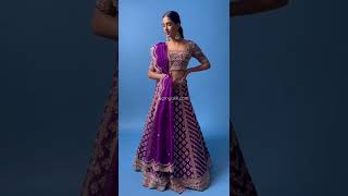 Grape Purple Zardosi Embroidered Silk Bridal Lehenga-HA4227