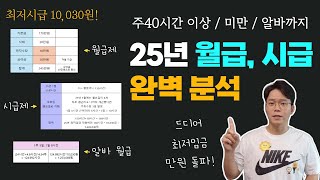 25년 최저임금 10,030원 자세히 뜯어보자! (월급제, 시급제, 알바, 주40시간 이상)