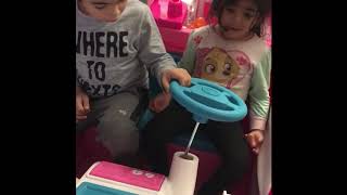 Jude and Jenna toy review (New barbie Dream Camper power wheels ride on vehicle) Building, playing