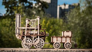 EWA Eco-Wood-Art Locomotion # 1 Antique Train Models 3D Mechanical Puzzle DIY Wooden Craft Set