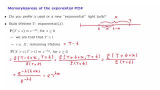 L09.4 Memorylessness of the Exponential PDF