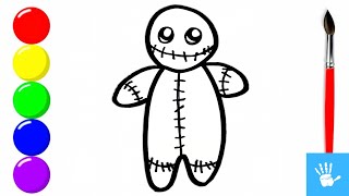 How To Draw a Cute Voodoo Doll for Children | Easy Drawing | Happy Halloween | Trick or Treat