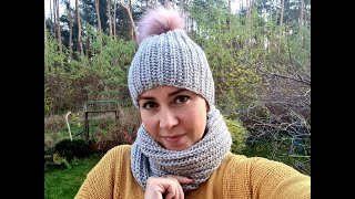 Komin na szydełku, zestaw z czapką. How to crochet an infinity scarf