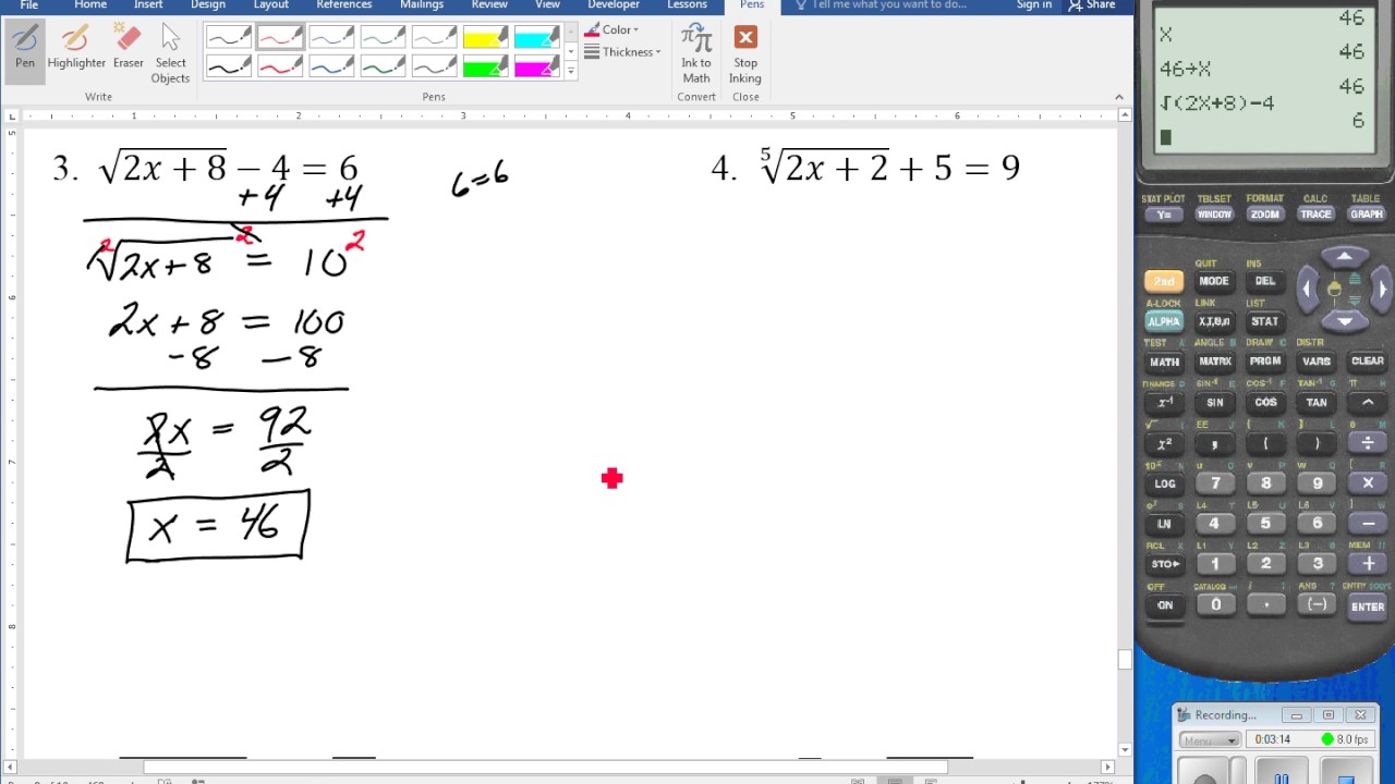 7 6 Solve Radical Equations 2 - YouTube