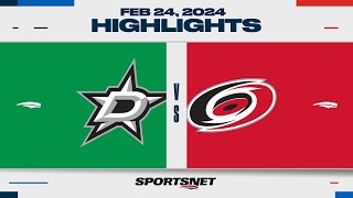 NHL Highlights | Stars vs. Hurricanes - February 24, 2024