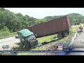 Tractor trailer crashes into median on I-79 in Harrison County