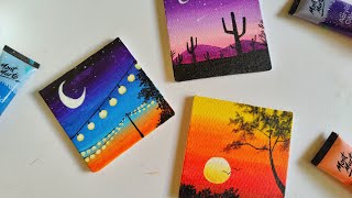 3 Easy Paintings for beginners || 3 mini canvas paintings part 20 || aesthetic paintings