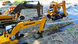 Rc Construction Set | Excavators Make a New Water Pipeline | Cars Trucks 4 Fun
