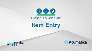 AcuRental - Item Entry With Acumatica