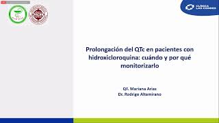 Prolongación del QTc en pacientes con hidroxicloroquina: cuándo y por qué monitorizarlo