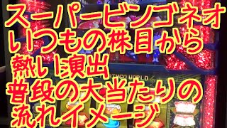 スロット　新台　スーパービンゴネオ　株目から熱めの演出で大当たり