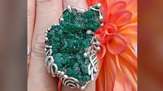 翠銅礦原礦手工銀戒純銀戒指 ~「翠」~  Dioptase Silver Ring /寶藏石光 Light of Treasure Stone/靈魂藥局藥師 Soul Pharmacy/狂愛自性之光