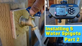 Installing water spigot x5 - Part 2 | Plus Melnor Water Timer - My DIY Garden | DIY Watering System